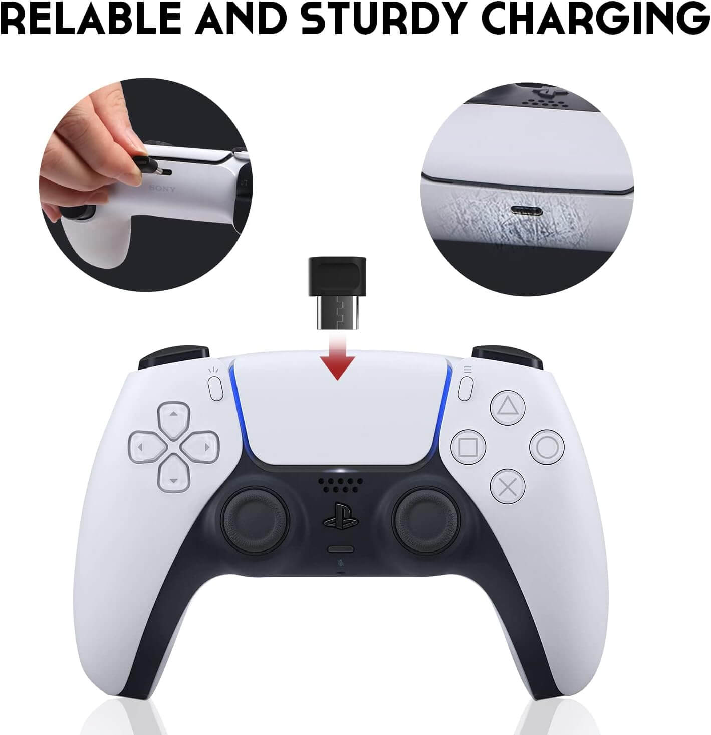 HEATFUN USB C Adapters, Small USB C Adapter Compatible with Dobe PS5 Charging Dock - 4 Packs