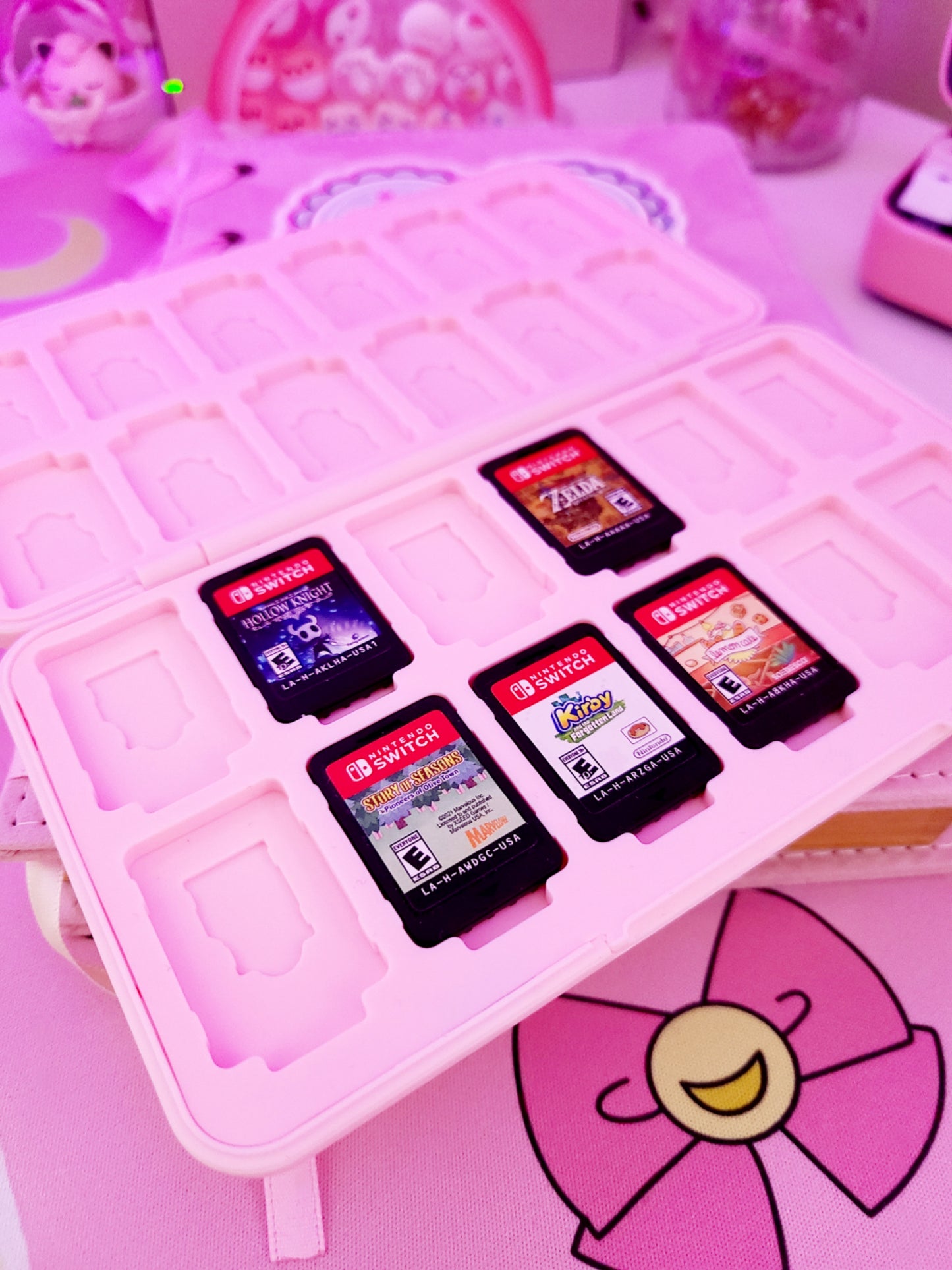 nintendo switch game case pink