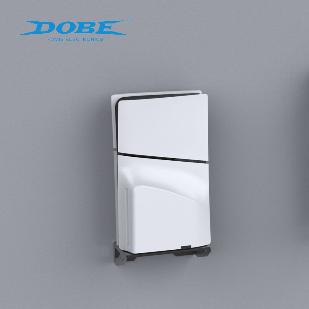 Premium PS5 Slim Wall Mount Kit, Steel Wall Stand for PS5 Slim Disc & Digital with Headphone Holder and Controller Hangers - Black