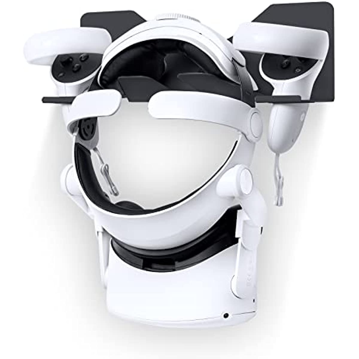 Oculus Quest 2 Wall Mount Storage Stand Holder Compatible with Oculus Quest 2, Quest 1, Valve Index, Rift S, HP Reverb G2, Vive Pro, HTC Vive, Playstation VR Headset and Controllers VR Rack - Black