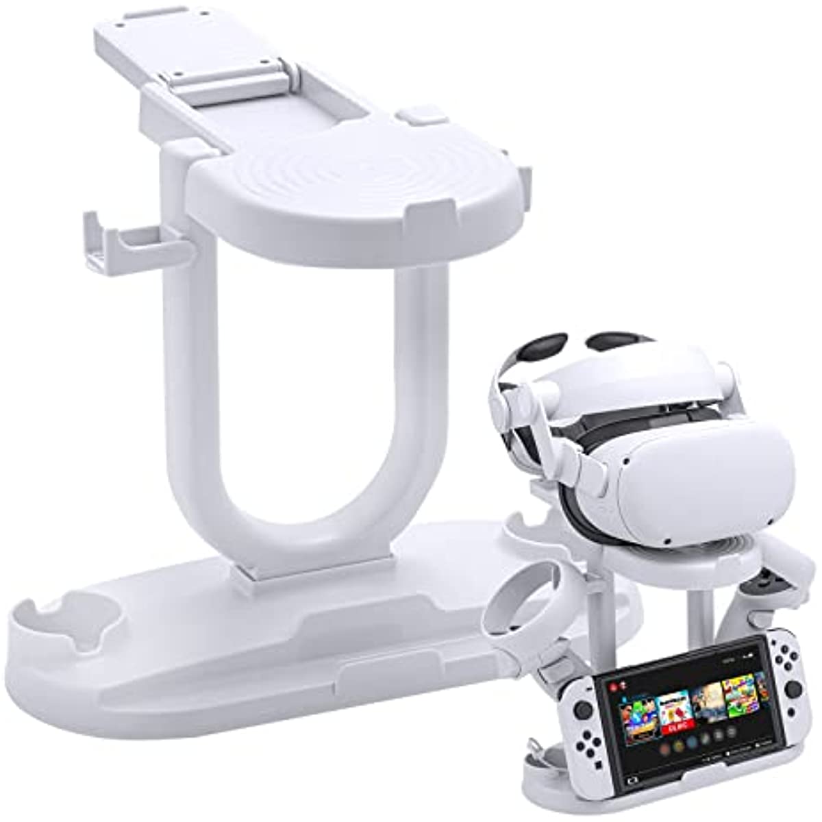 Oculus Quest 2 Holder, Holder Stand Compatible with Oculus Quest 2, Oculus Quest, Pico Neo3, Vive Focus 3 Headset and Controllers - White