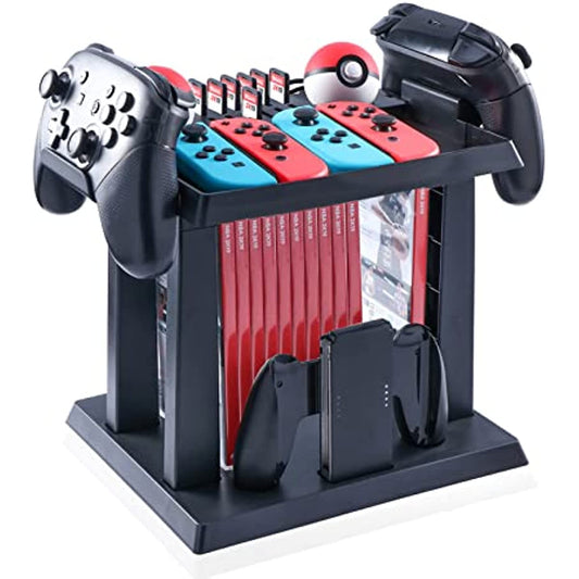 Storage Stand for Nintendo Switch, Storage Stand Controller Holder for Nintendo Switch Accessories and 2 Poke Ball Plus Controllers