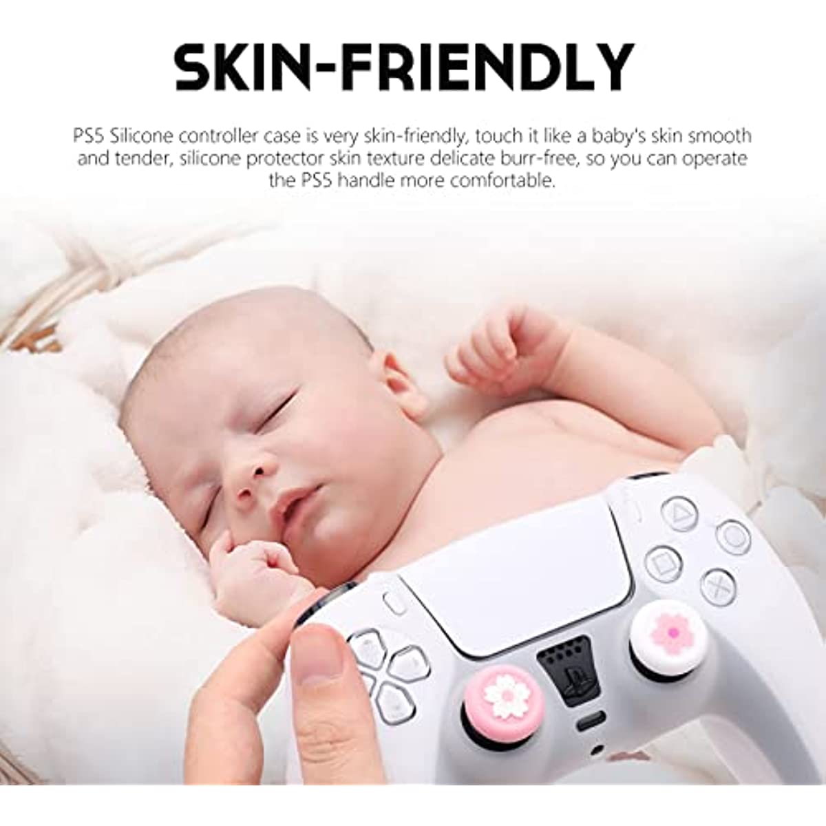 PS5 Controller Skin, PS5 Silicone Controller Case, Playstation 5 Controller Silicone Cover with 2 Thumb Grip Caps