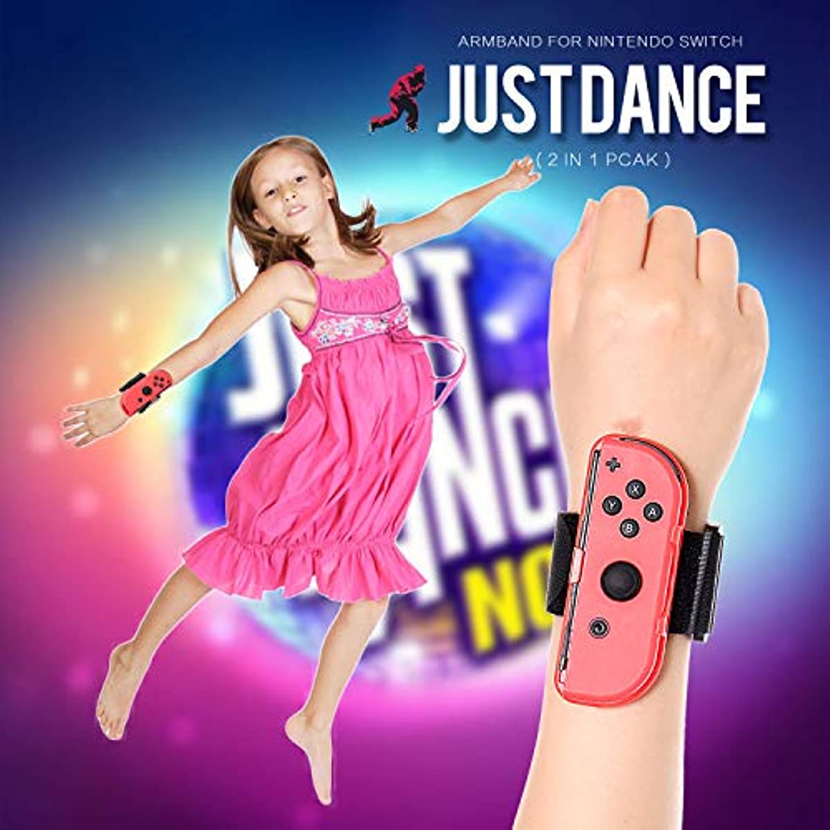 Wrist Bands for Just Dance 2024 Switch - Blue and Red (Fit for Thin Wrist - 3.15-7.5 inches Wrist Circumference) - Pack of 2