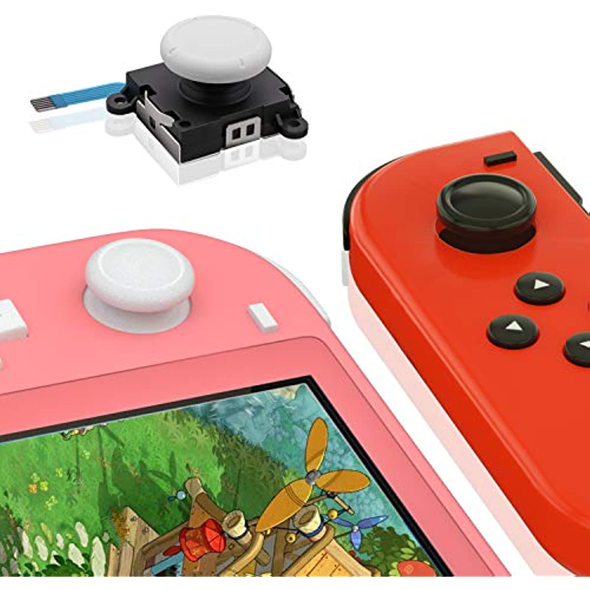 Replacement Joy Stick Compatible with Switch lite, Joystick Replacement Compatible with Switch lite and Repair Tool Kit for Switch lite - 2 Pack (White)