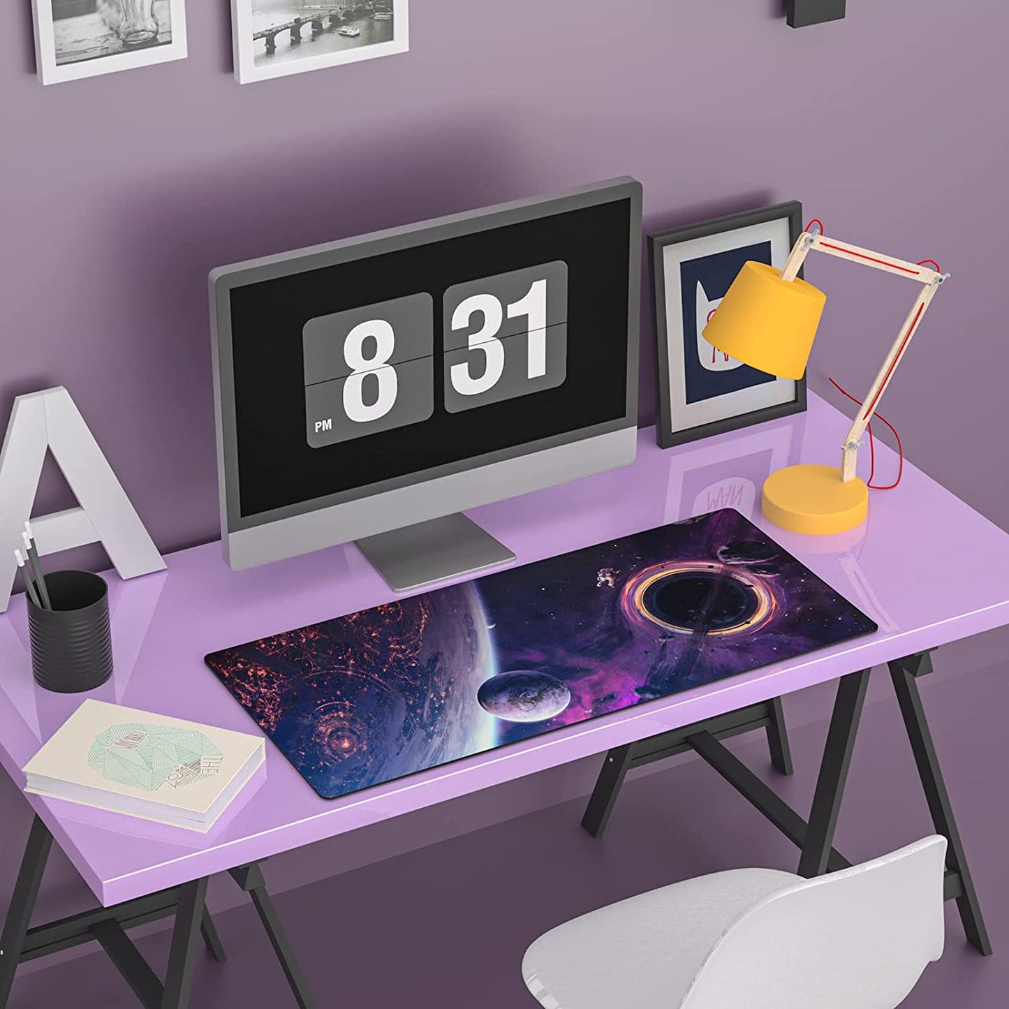 Space Theme Mouse Pad, Large Mouse Pad, Mouse Pad Astronaut, Desk Mat for Gamer, Office & Home - 35.5 x 15.75 inches