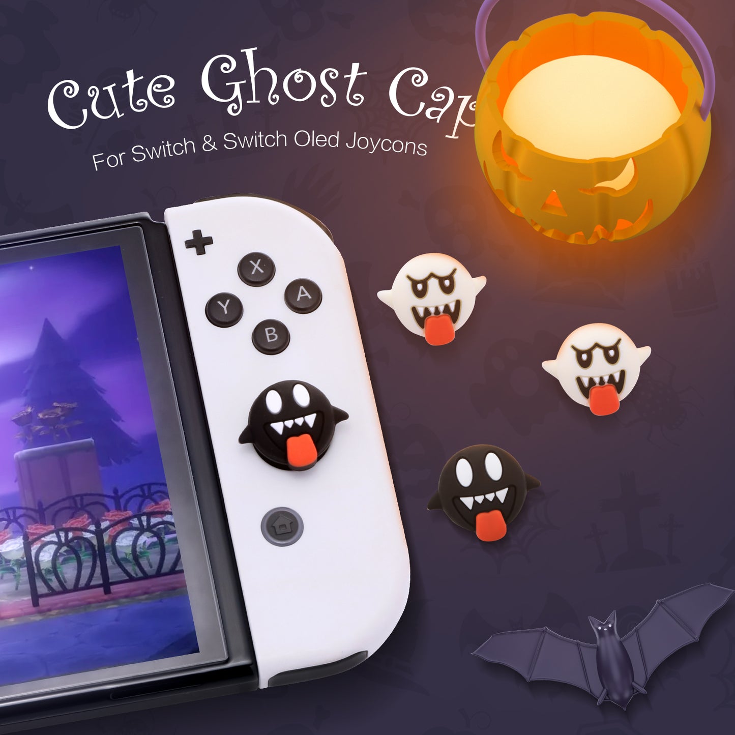 nintendo switch cute thumb grips ghost