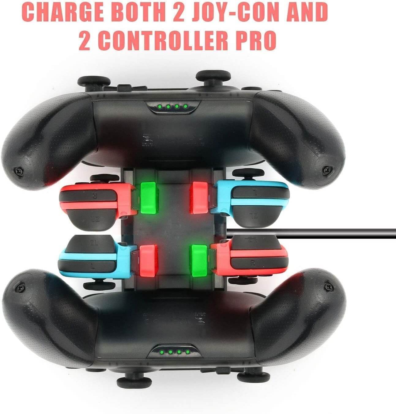 Controller Charger Dock for Nintendo Switch, 6 in 1 Charging Station for Nintendo Switch Joy-Con Controllers and Pro Controllers Black
