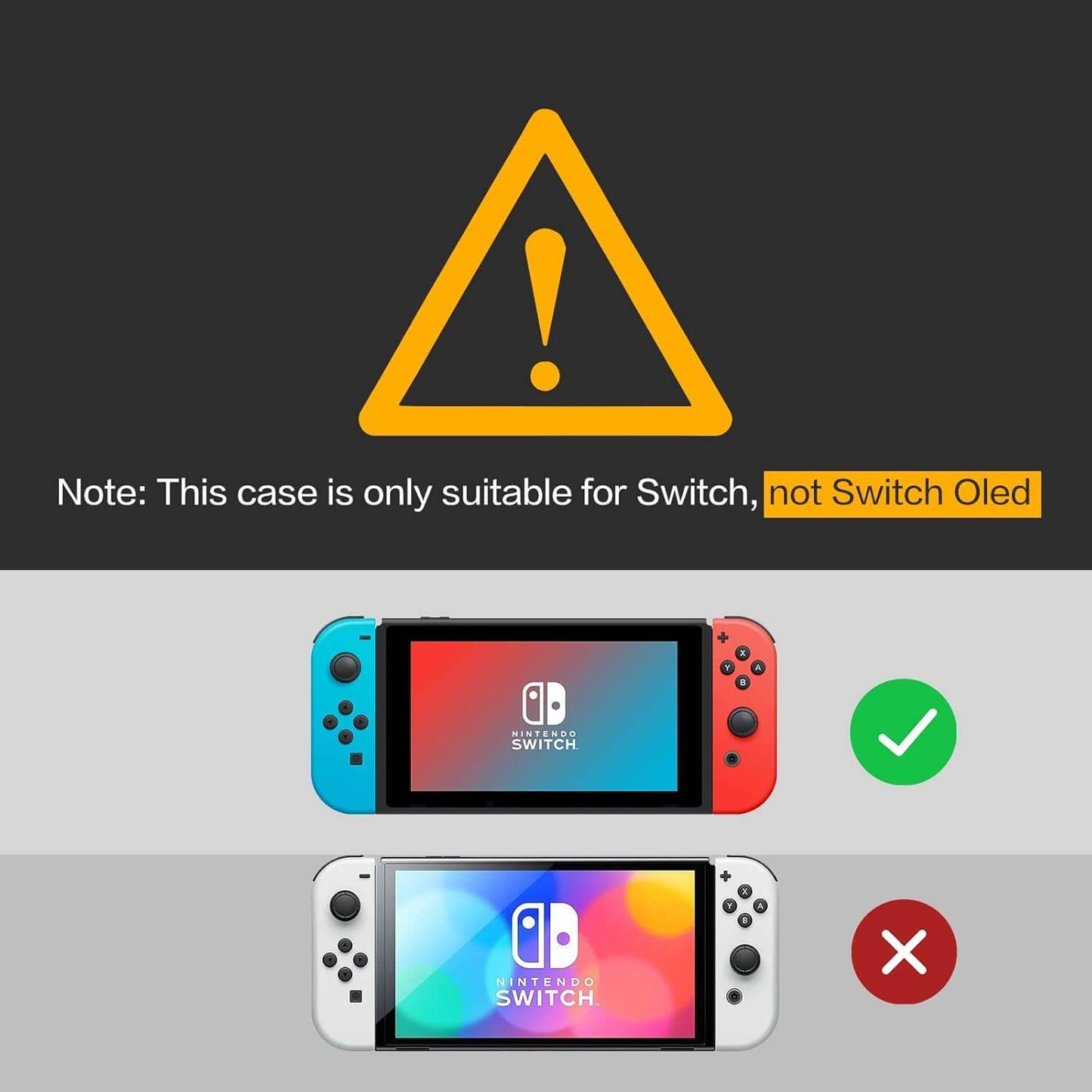 Switch Dockable Case, Switch Protective Case with Soft TPU Grip Case for Joy-Con, Switch Tempered Glass Screen Protector and 6 Thumb Stick Caps - Black