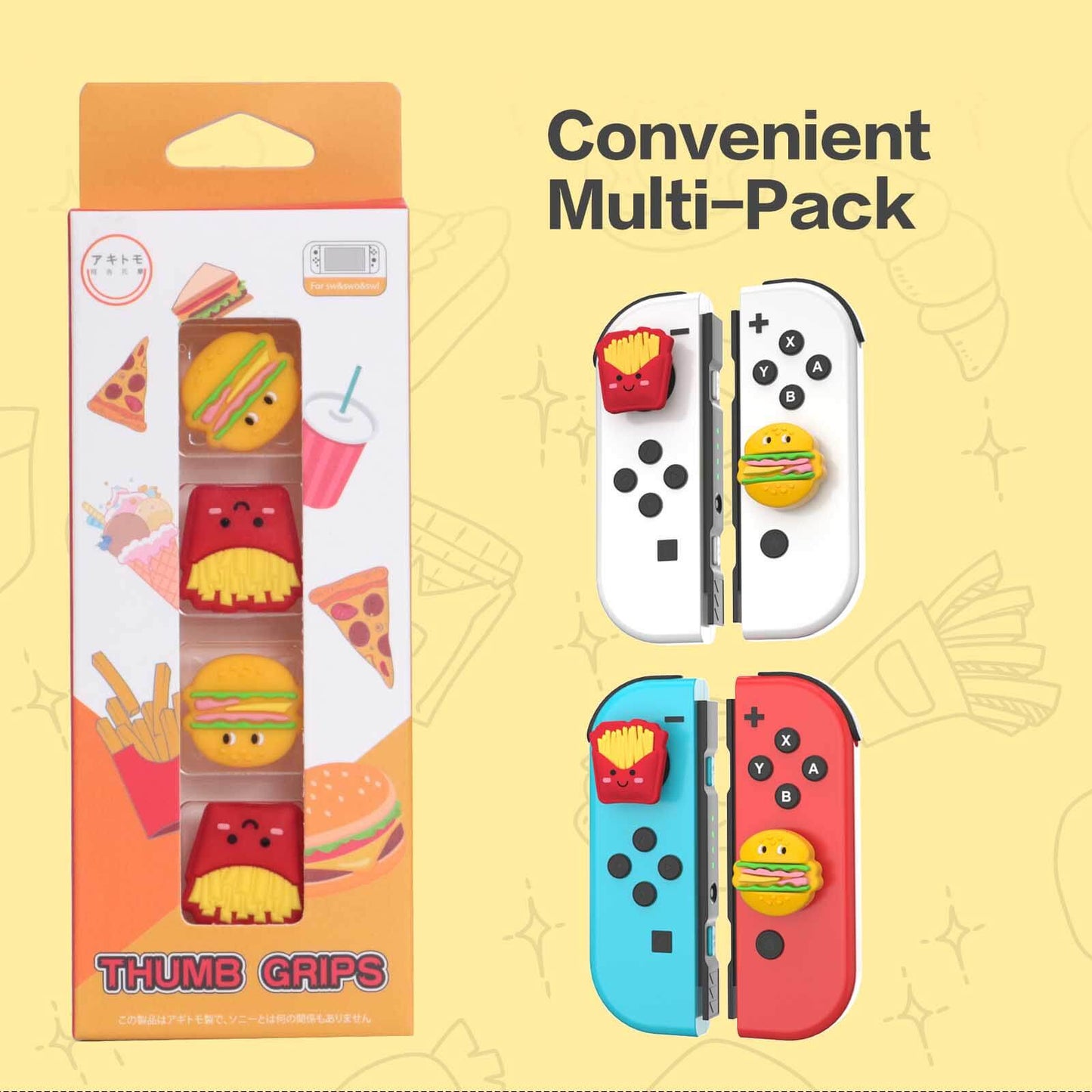 Nintendo Switch Thumb Grips Cute - Burger and French Fries