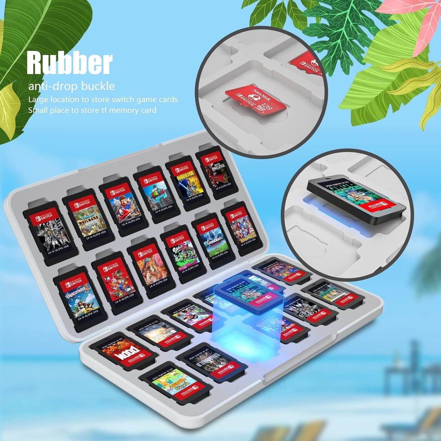 Switch Case 24 Slot, Game Card Case Compatible with Switch with 24 Game Card Slots and Micro SD Card Slots