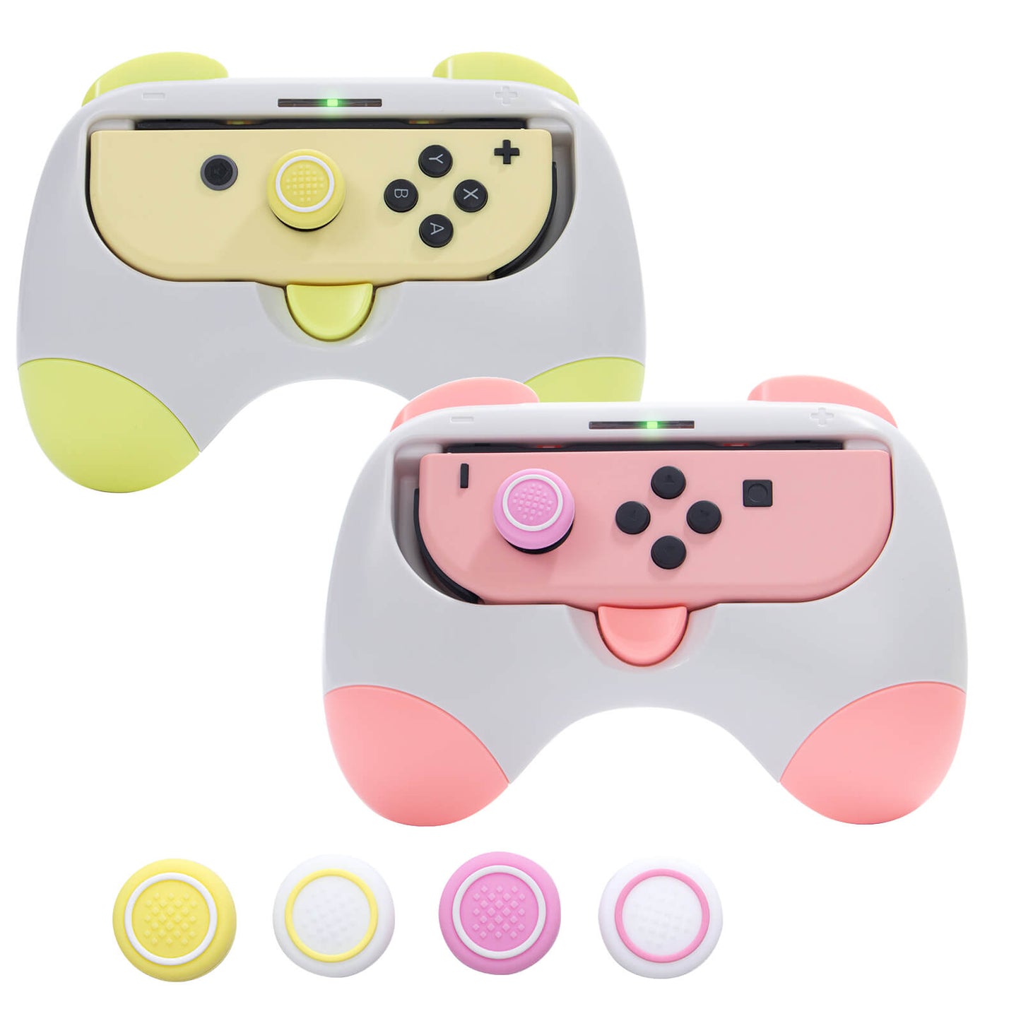 nintendo switch joycon controller grips pink and yellow