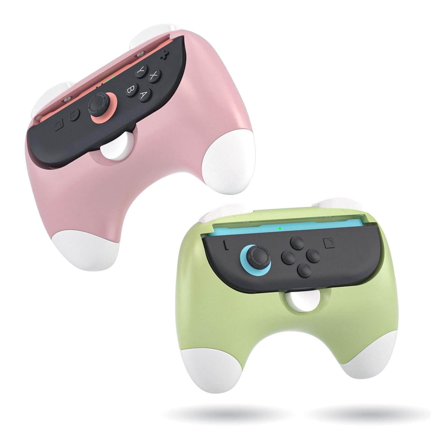 HEATFUN Switch 2 Controller Grips, Ergonomic Handles for Switch 2 Joy-Con, Anti-Slip & Lightweight Switch 2 Joycon Grips - Pink Green (2 Packs)