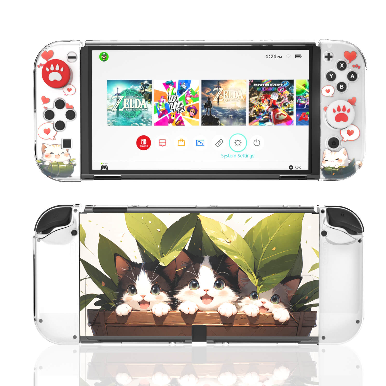 Nintendo Switch OLED Protective Case - Cat and Green – HEATFUN