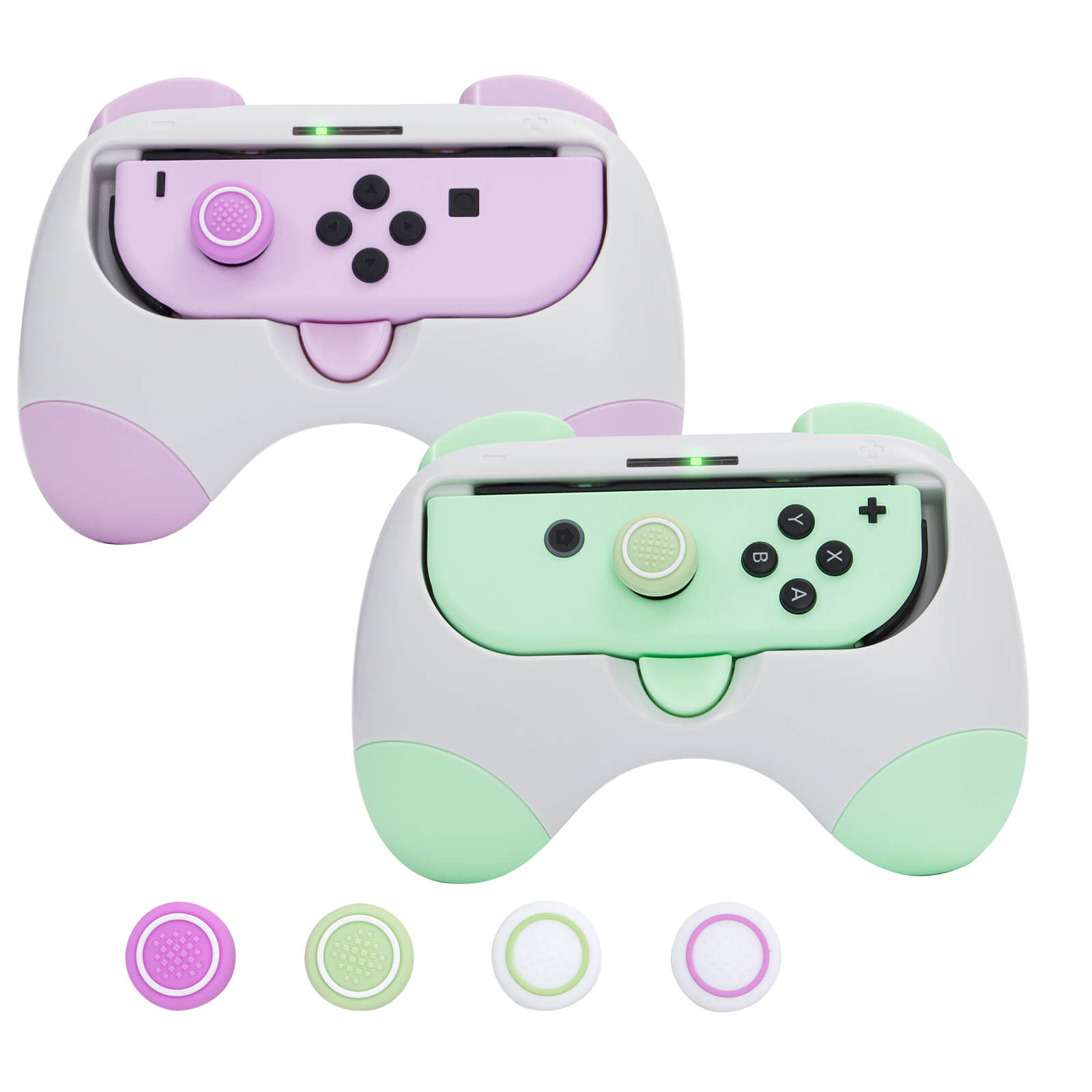 nintendo switch joycon grips purple and green