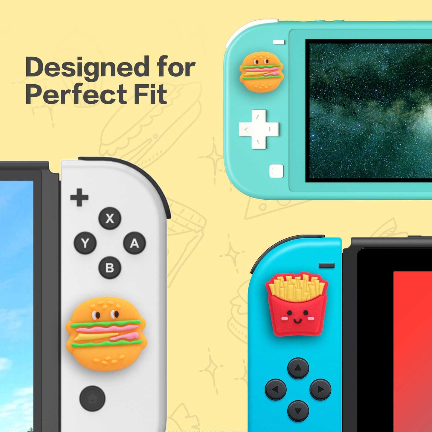 Nintendo Switch Thumb Grips Cute - Burger and French Fries