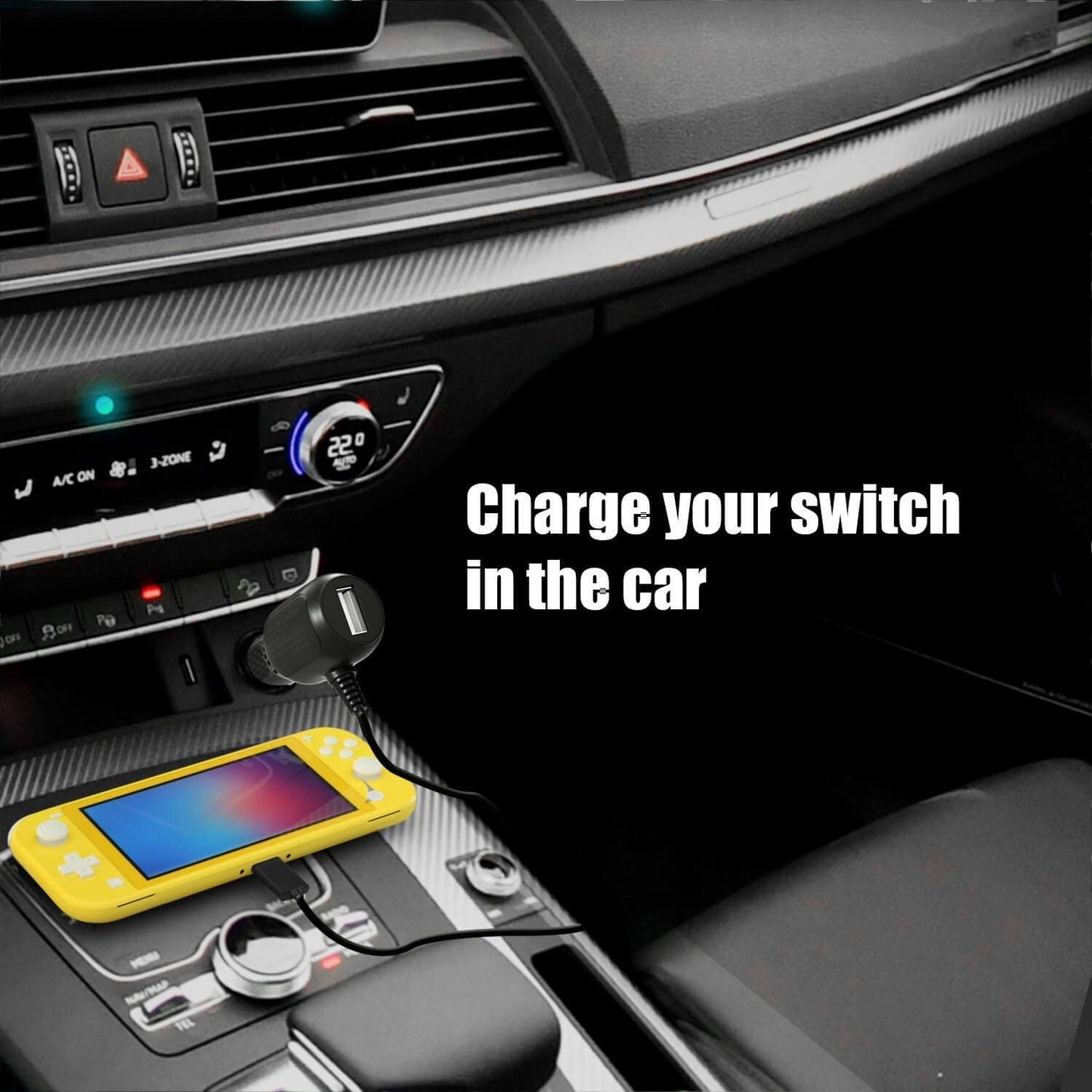 Switch Car Charger Fast Charging Adapter - Dual Port USB-C PD & USB-A QC3.0 Charger for Nintendo Switch 2/OLED/Lite - 18W High-Speed Output, Compact Design, Safe Power Delivery in Cars, SUVs, and Truck