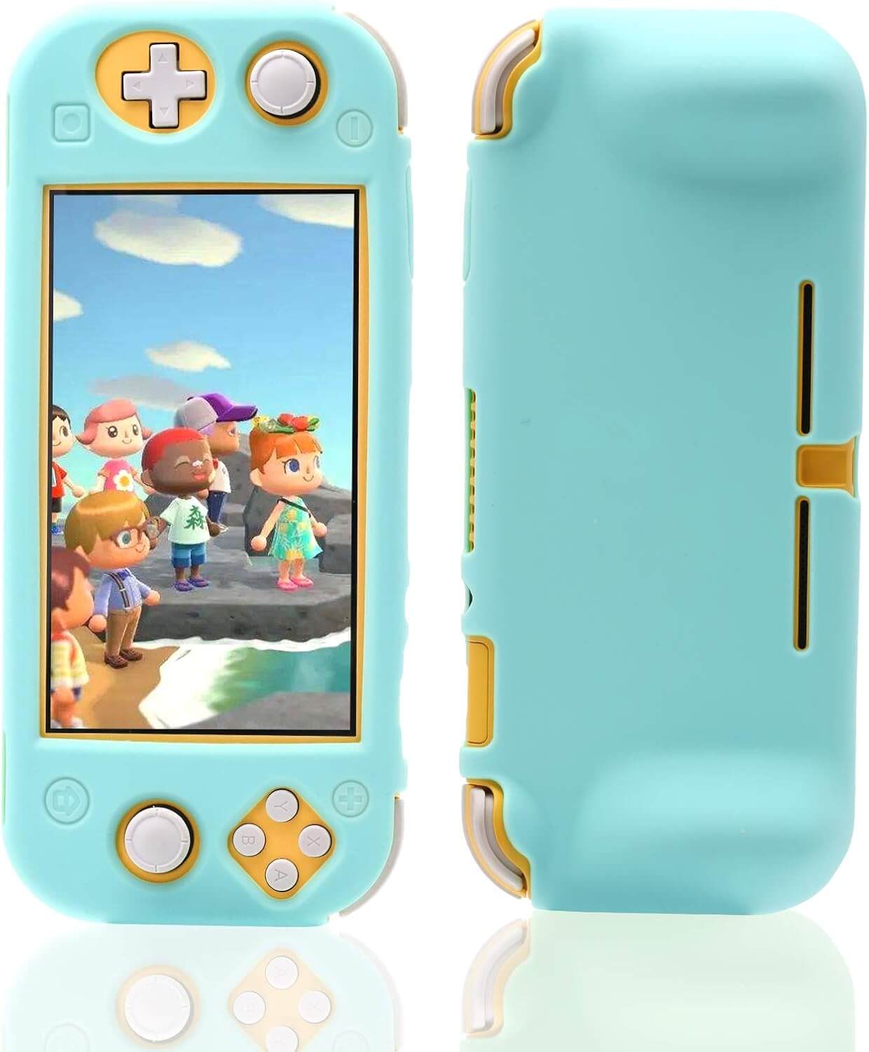 Silicone Case for Nintendo Switch lite, Protective Cover Case for Nintendo Switch lite with Screen Protector and 6 Thumb Grips - Animal Crossing Blue