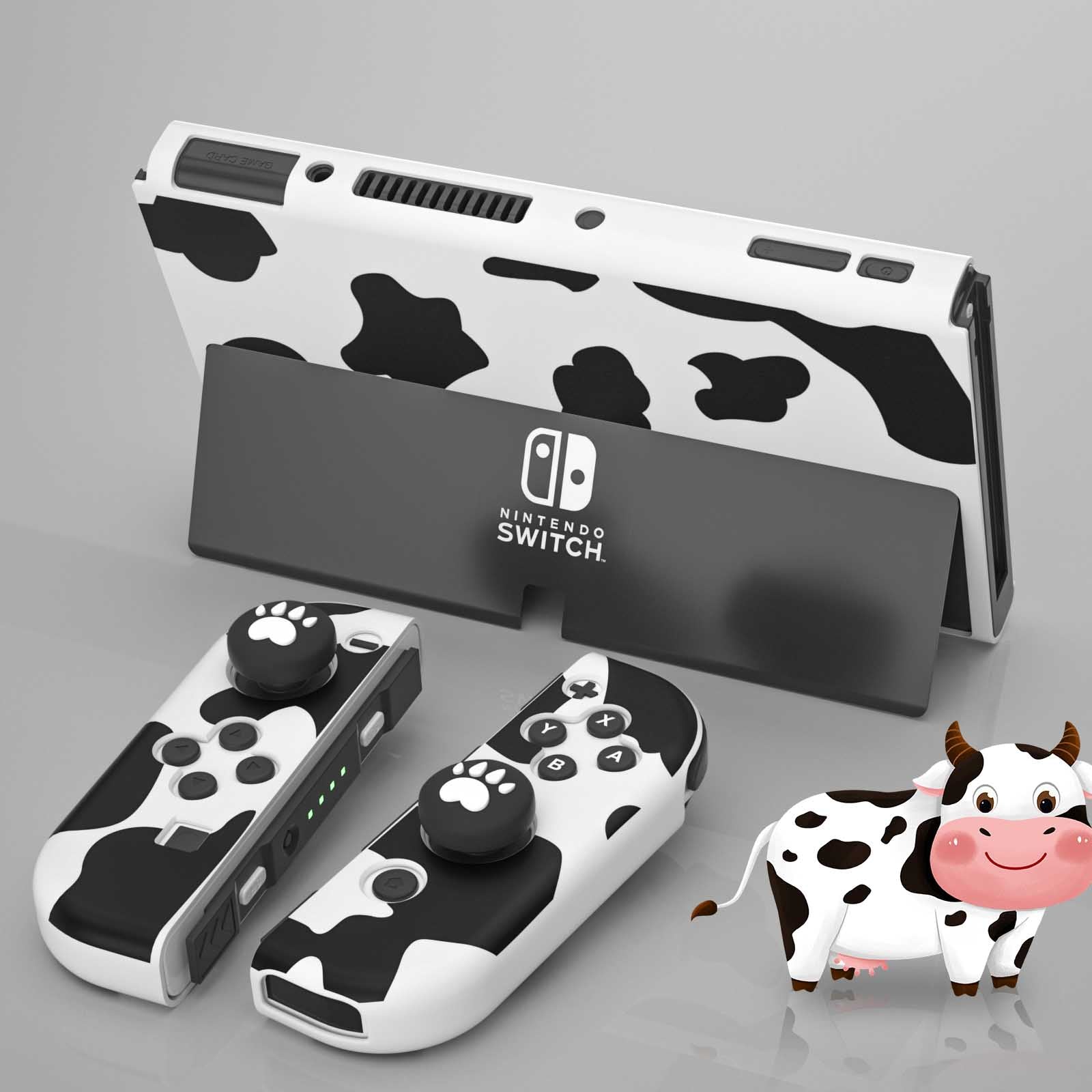 nintendo switch oled case cow print