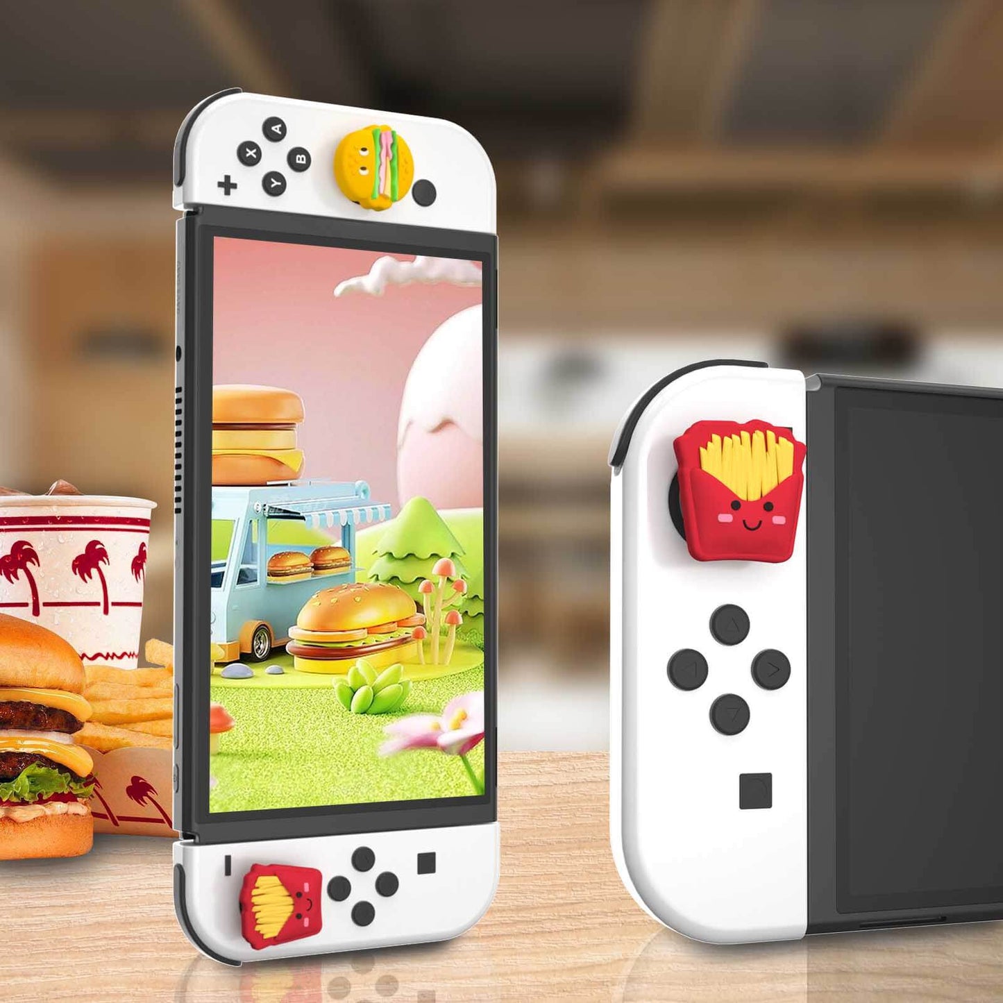 Nintendo Switch Thumb Grips Cute - Burger and French Fries