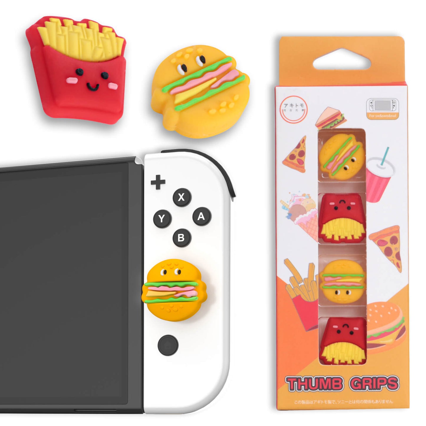 Nintendo Switch Thumb Grips Cute - Burger and French Fries