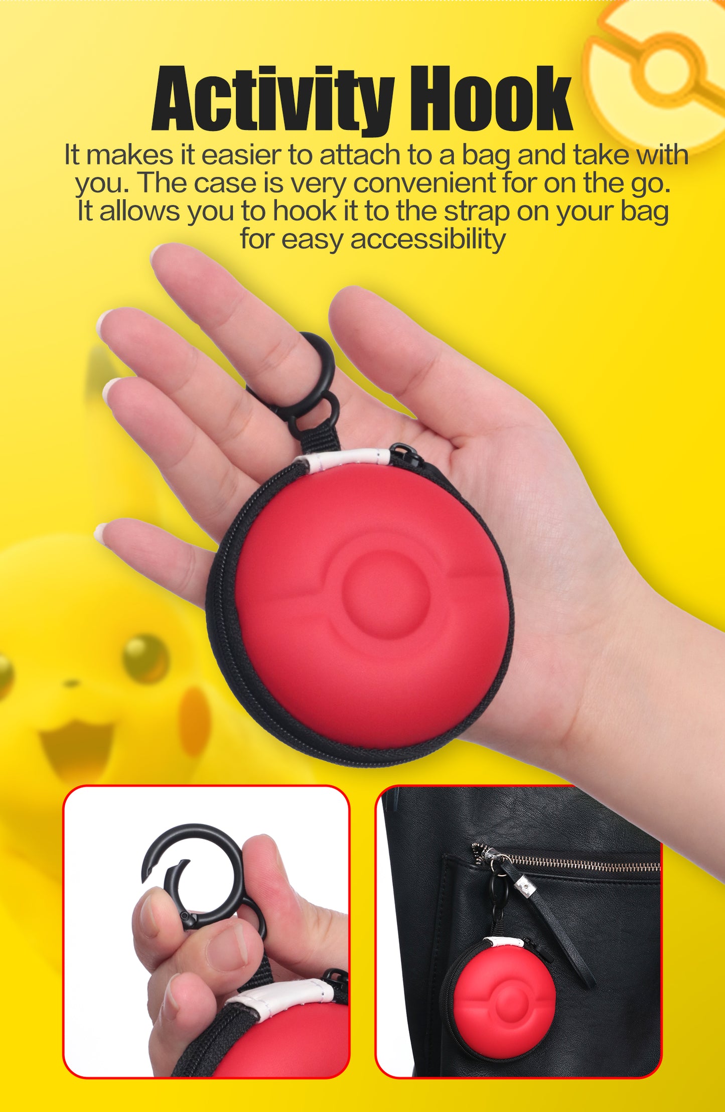 Pokemon Go Plus Plus Carry Case, Travel Case for Poké GO Plus + 2023 with Wristband and Hook - Red/White