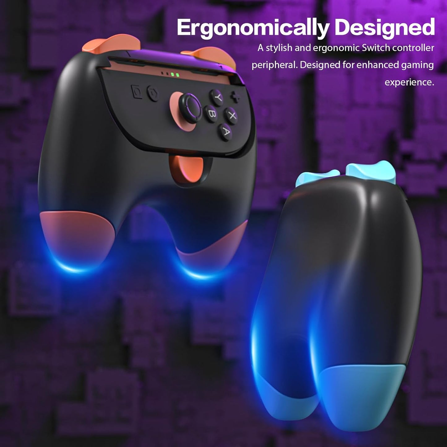 HEATFUN Switch 2 Controller Grips, Ergonomic Handles for Switch 2 Joy-Con, Anti-Slip & Lightweight Switch 2 Joycon Grips - Black (2 Packs)