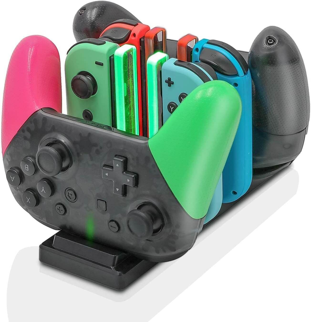 Controller Charger Dock for Nintendo Switch, 6 in 1 Charging Station for Nintendo Switch Joy-Con Controllers and Pro Controllers Black