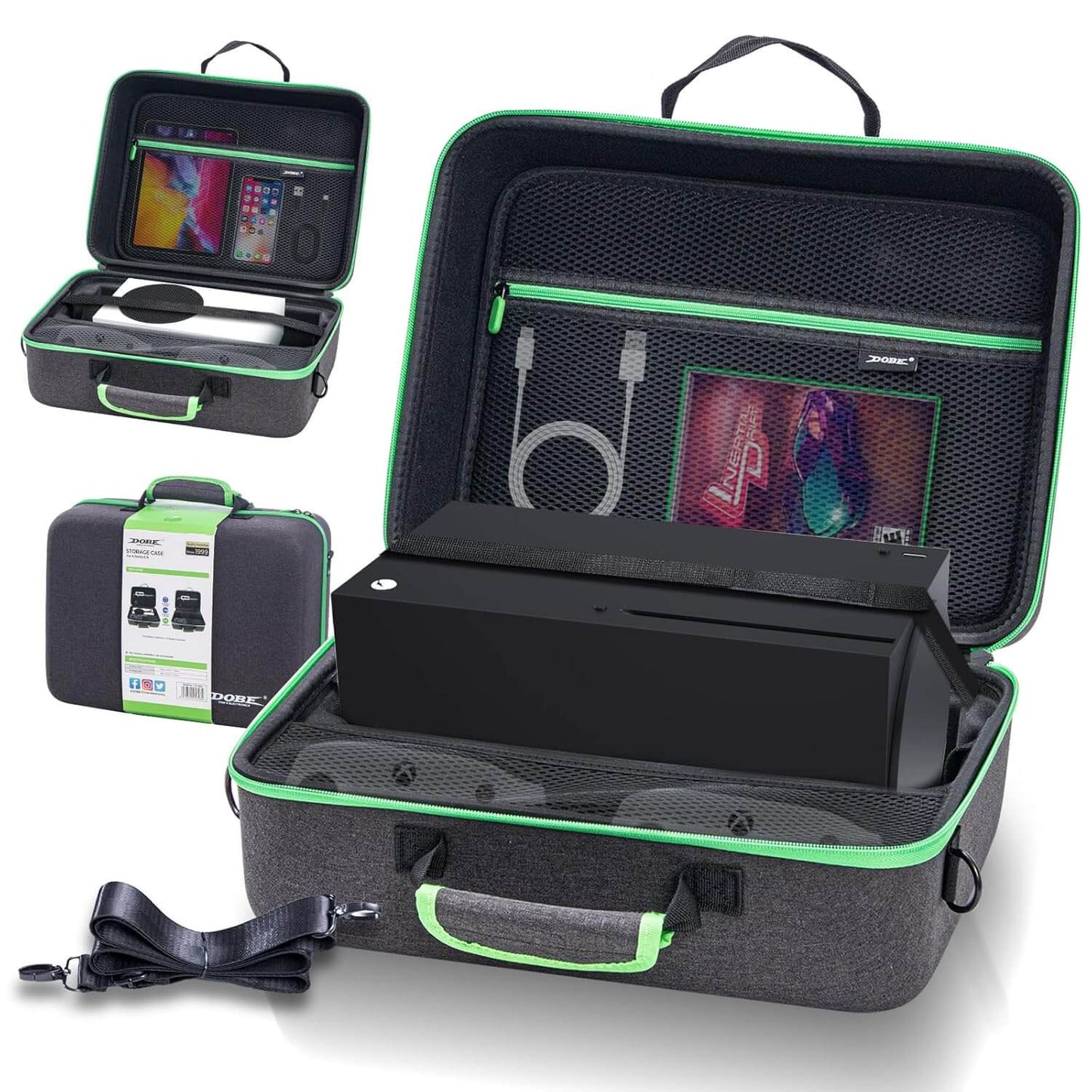 HEATFUN Carrying Case for Xbox Series X, Hard Travel Bag Compatible With Xbox Series X/S Console and Accessories, Portable Xbox Series X Travel Case with Handle Strap and Shoulder Strap - Black