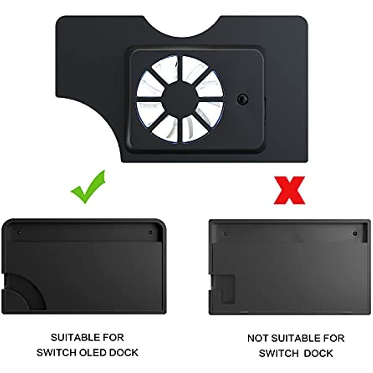 HEATFUN Switch OLED Cooling Fan, Switch OLED Dock Fan, Switch OLED Accessories - Black