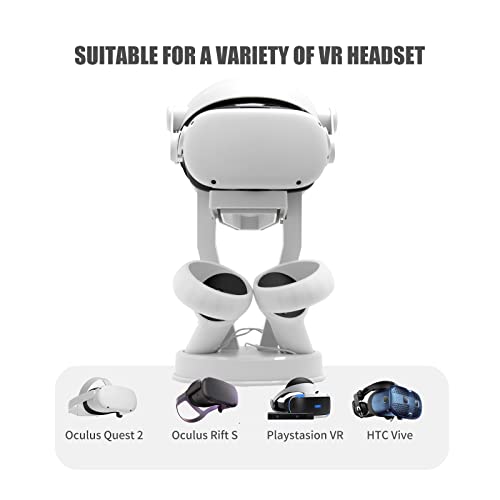 Oculus Quest 2 Holder White, Headset Display Stand Compatible with Oculus Quest, Quest 2, Rift, Rift S Headset and Touch Controllers