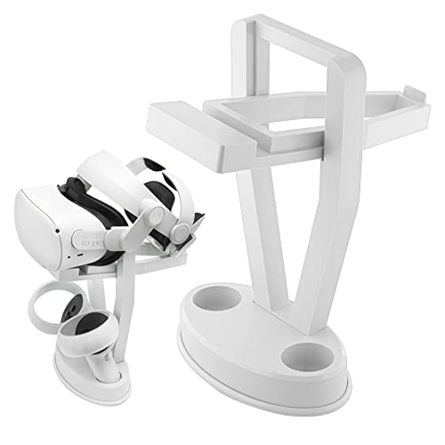 Oculus Quest 2 Holder White, Headset Display Stand Compatible with Oculus Quest, Quest 2, Rift, Rift S Headset and Touch Controllers