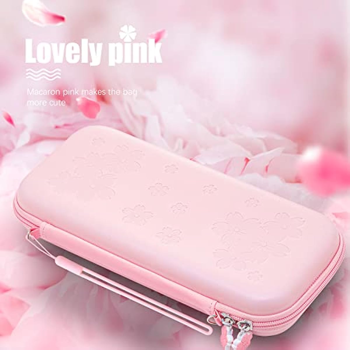 Switch OLED Travel Case Pink, Switch OLED Pink Case and Switch OLED Protective Case Clear and Switch OLED Tempered Glass Screen Protector - Pink