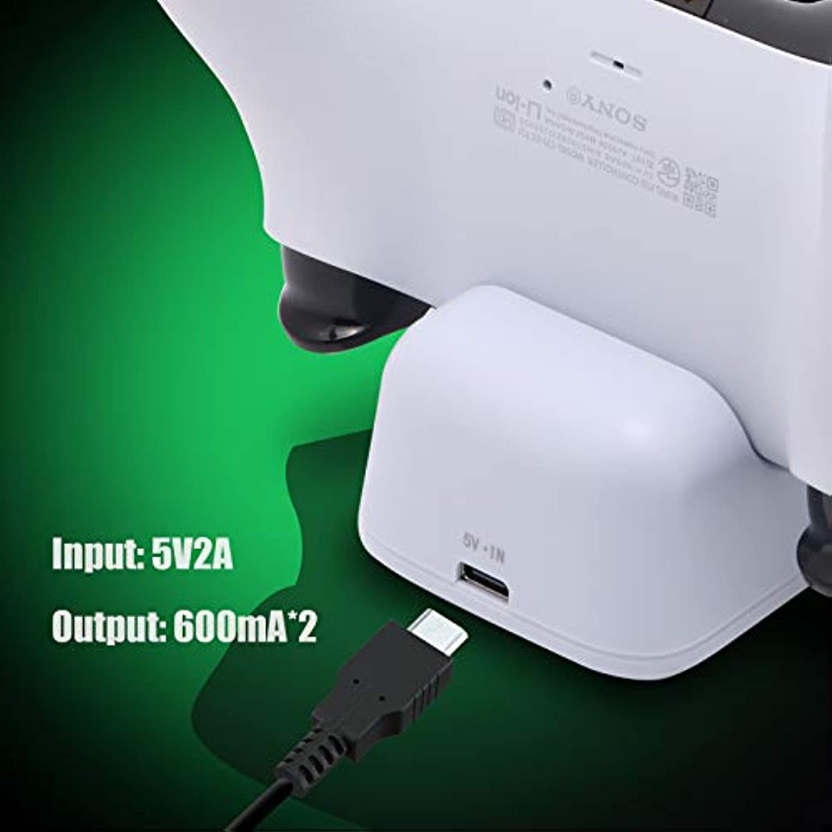 PS5 Controller Charger, PS5 Charging Station, PS5 Accessories for Dual Controllers with USB C Cable and LED Indicator