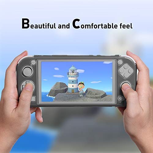 Switch lite Gray Case, Crystal Clear Case for Nintendo Switch Lite with Tempered Glass Screen Protector - Gray