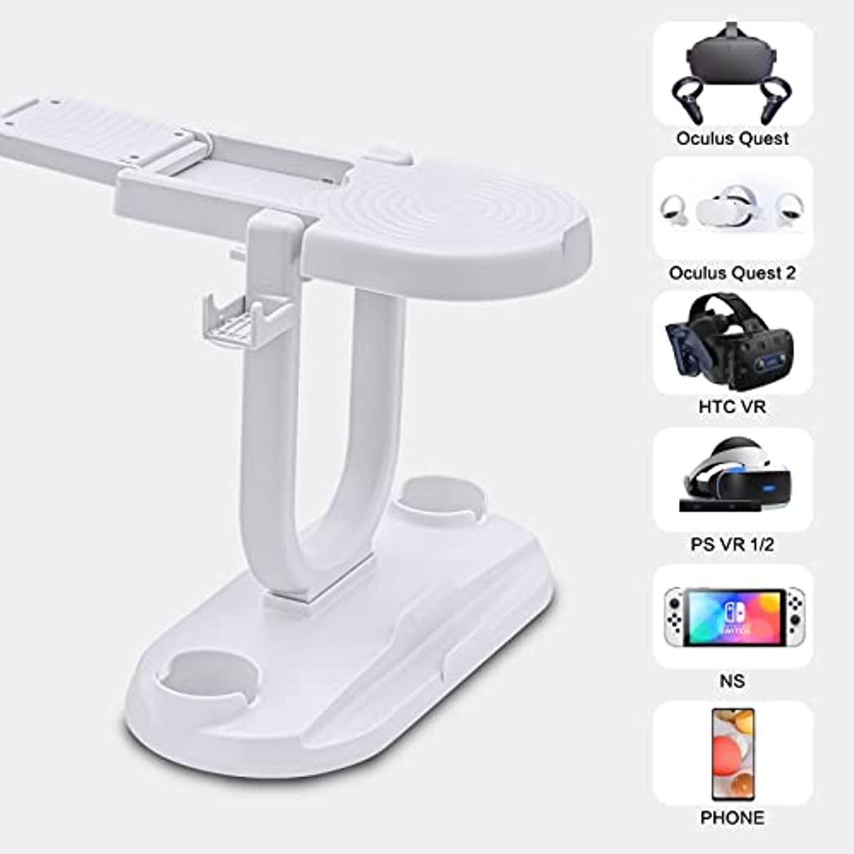 Oculus Quest 2 Holder, Holder Stand Compatible with Oculus Quest 2, Oculus Quest, Pico Neo3, Vive Focus 3 Headset and Controllers - White