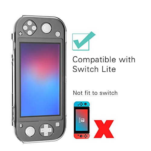 Switch lite Gray Case, Crystal Clear Case for Nintendo Switch Lite with Tempered Glass Screen Protector - Gray