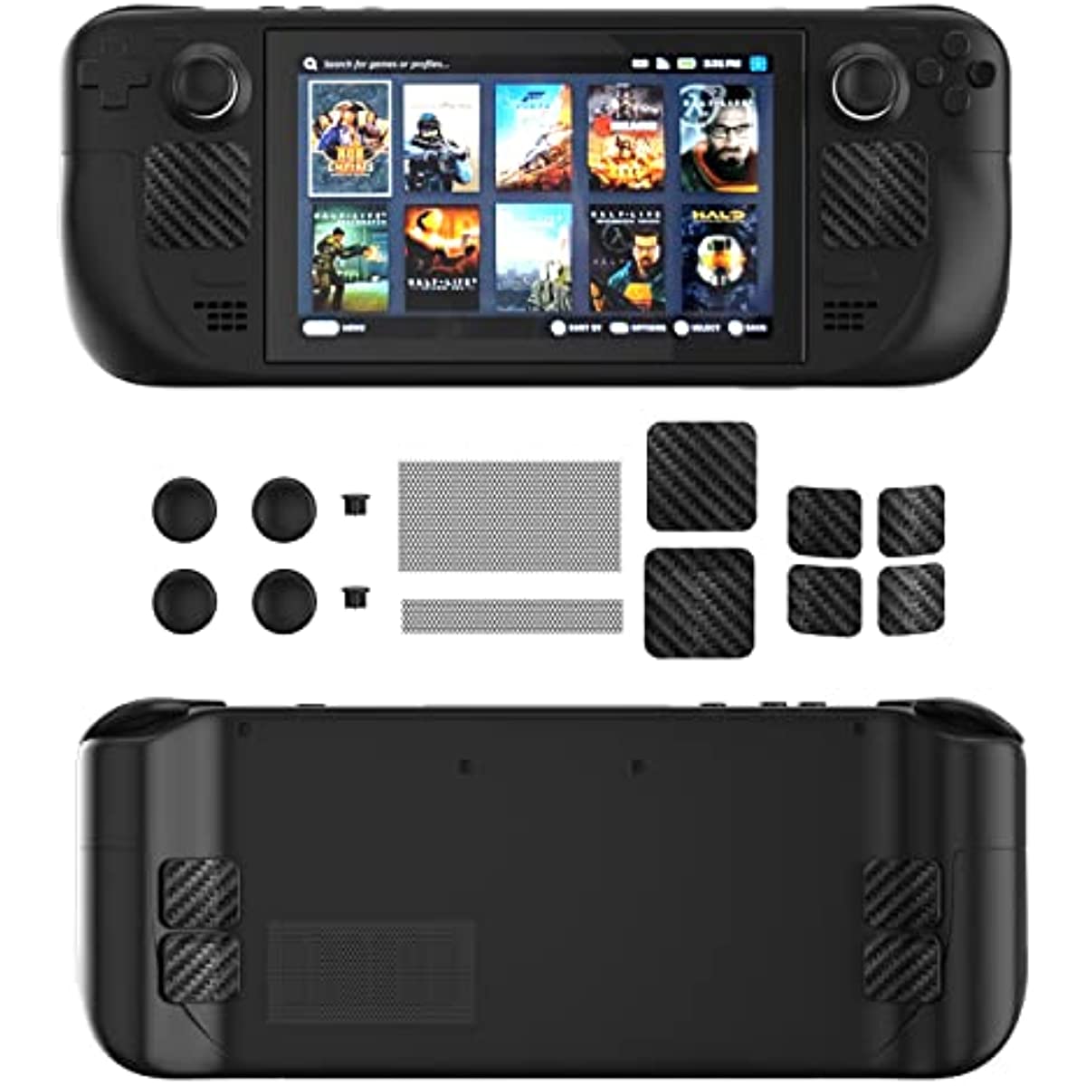Steam Deck Accessories, Steam Deck Dust Plugs, Steam Deck Touch Protector, Steam Deck Conductive Silicone Thumb Grip Caps, Vent Dust Filter Cover with Trackpads Skins - 9 in 1