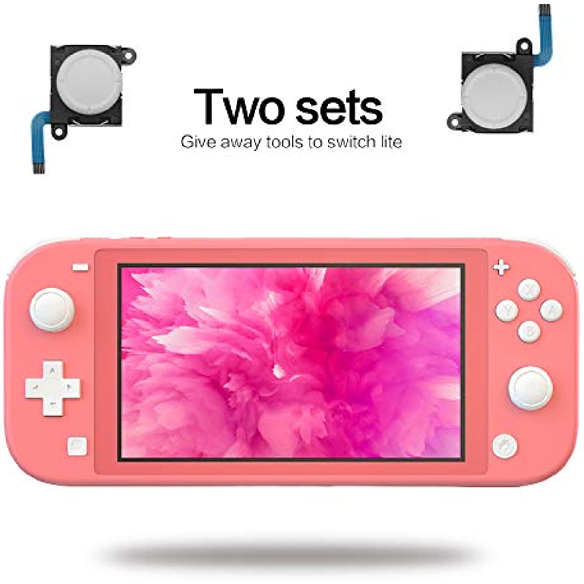 Replacement Joy Stick Compatible with Switch lite, Joystick Replacement Compatible with Switch lite and Repair Tool Kit for Switch lite - 2 Pack (White)