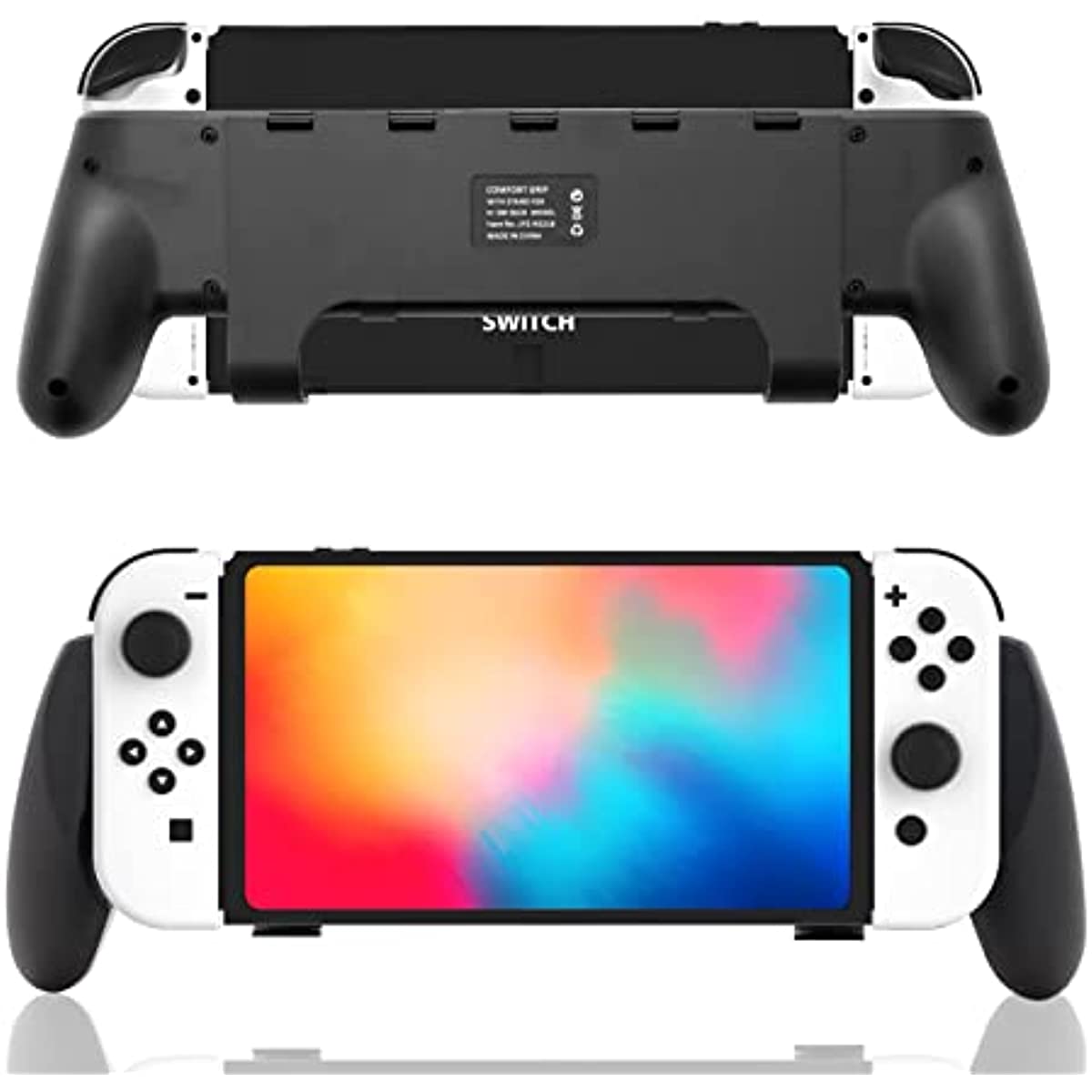 Switch OLED Grip, Switch OLED Handheld Grip with Stand and Game Card Slots - Black