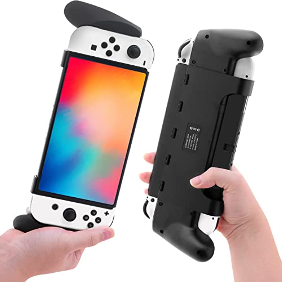 Switch OLED Grip, Switch OLED Handheld Grip with Stand and Game Card Slots - Black