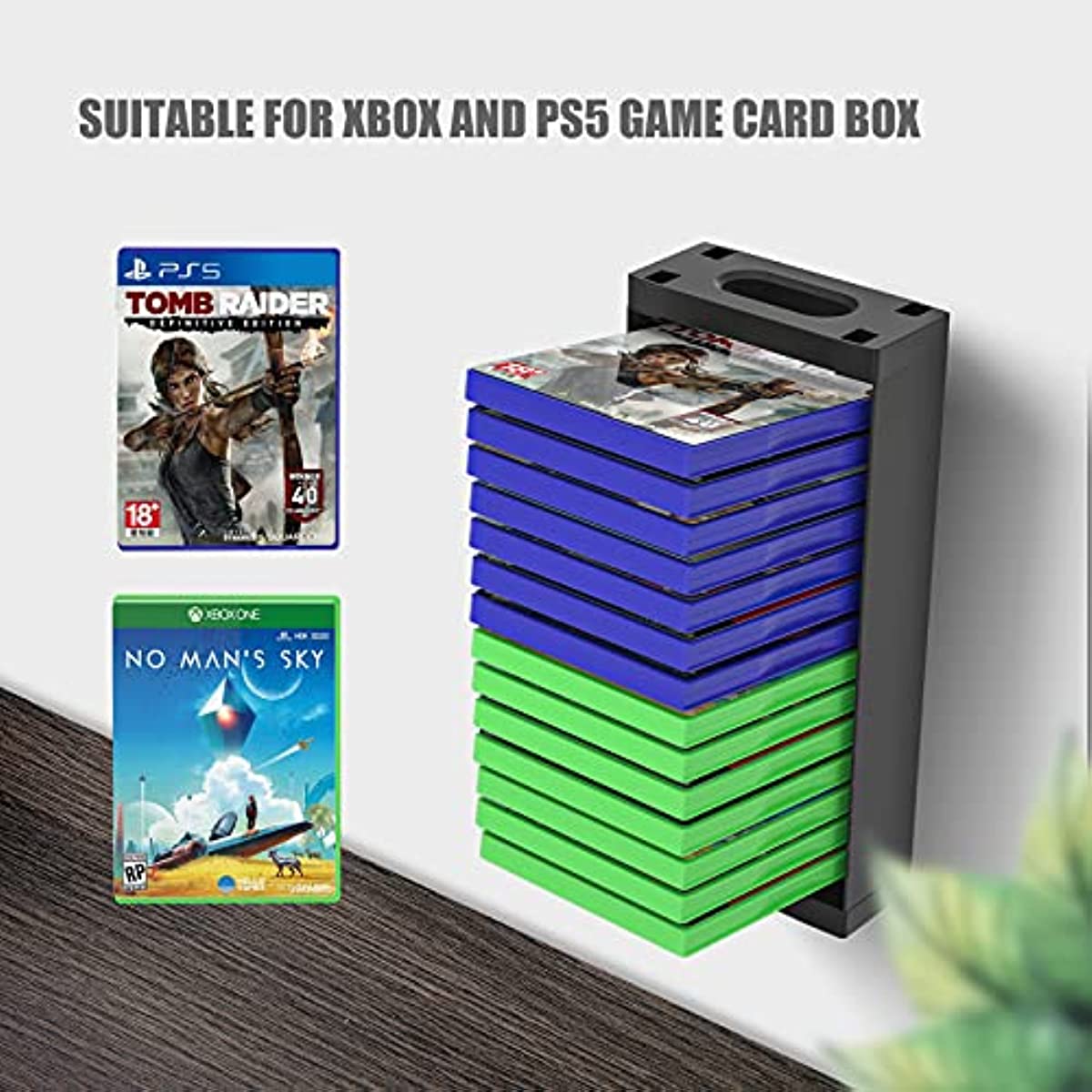 Xbox Game Card Case Storage Wall Mount, Xbox One Game Card Box Storage Stand Wall Mount Compatible with PS5 PS4 Games Xbox Series X/S Games (14 Game Boxes)