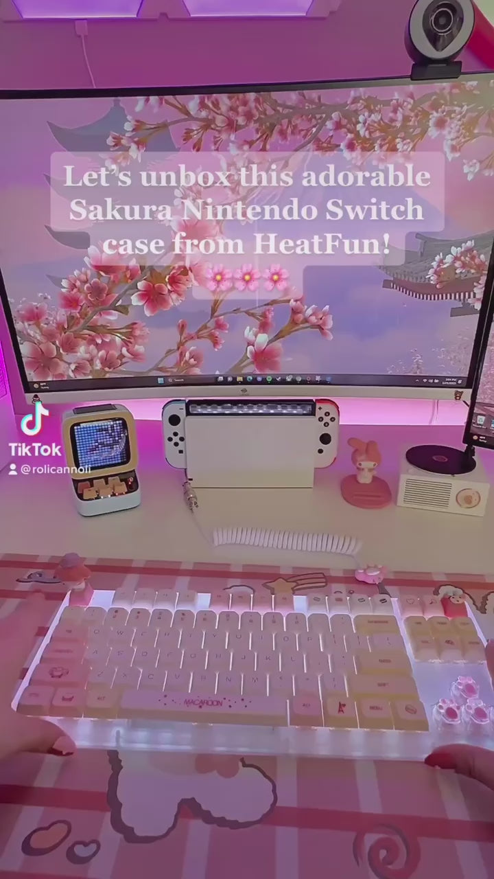 nintendo switch glitter case with flower