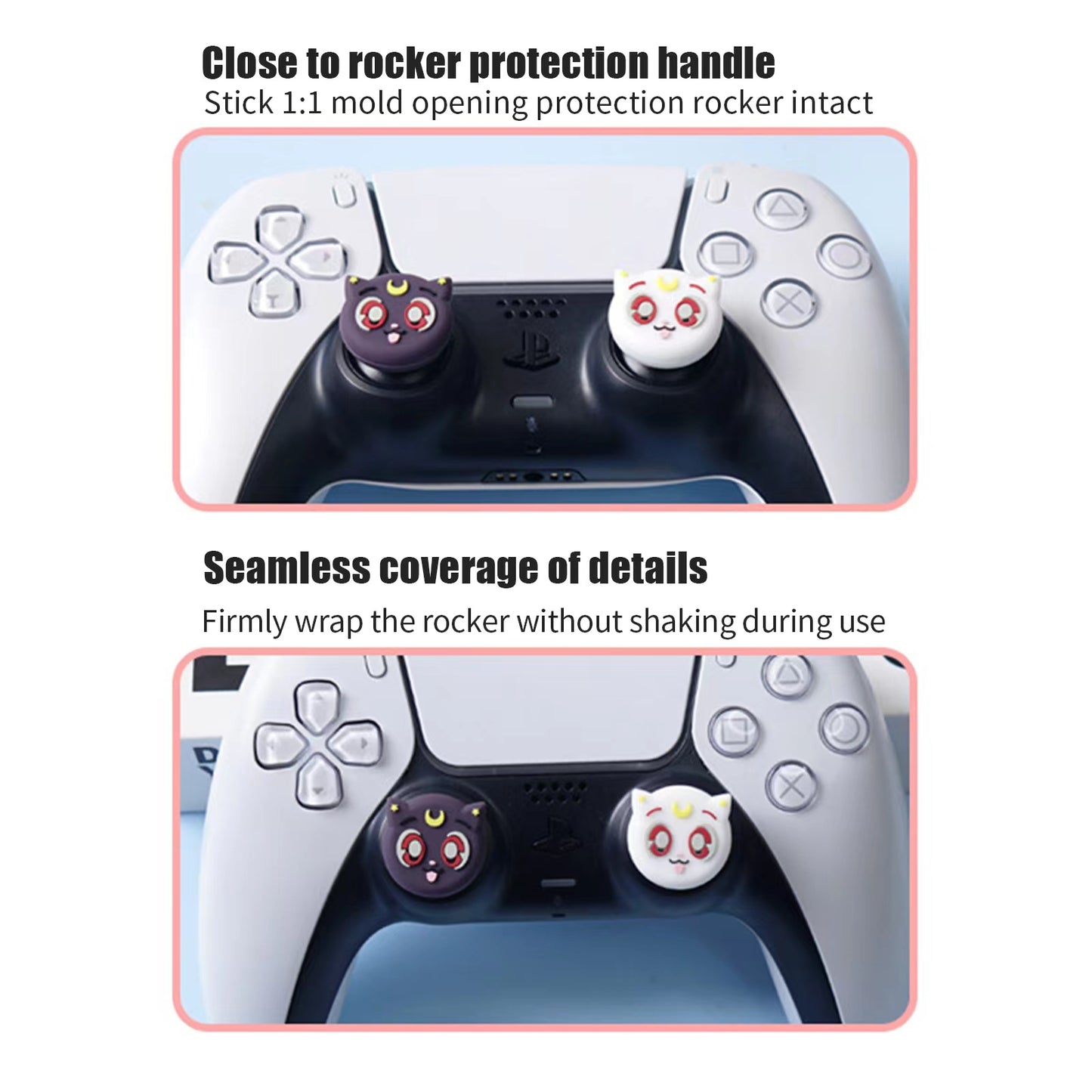 Moon Cat Thumb Grips Compatible with Playstation PS5 PS4 Switch Pro Controllers