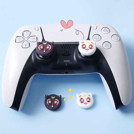 Moon Cat Thumb Grips Compatible with Playstation PS5 PS4 Switch Pro Controllers