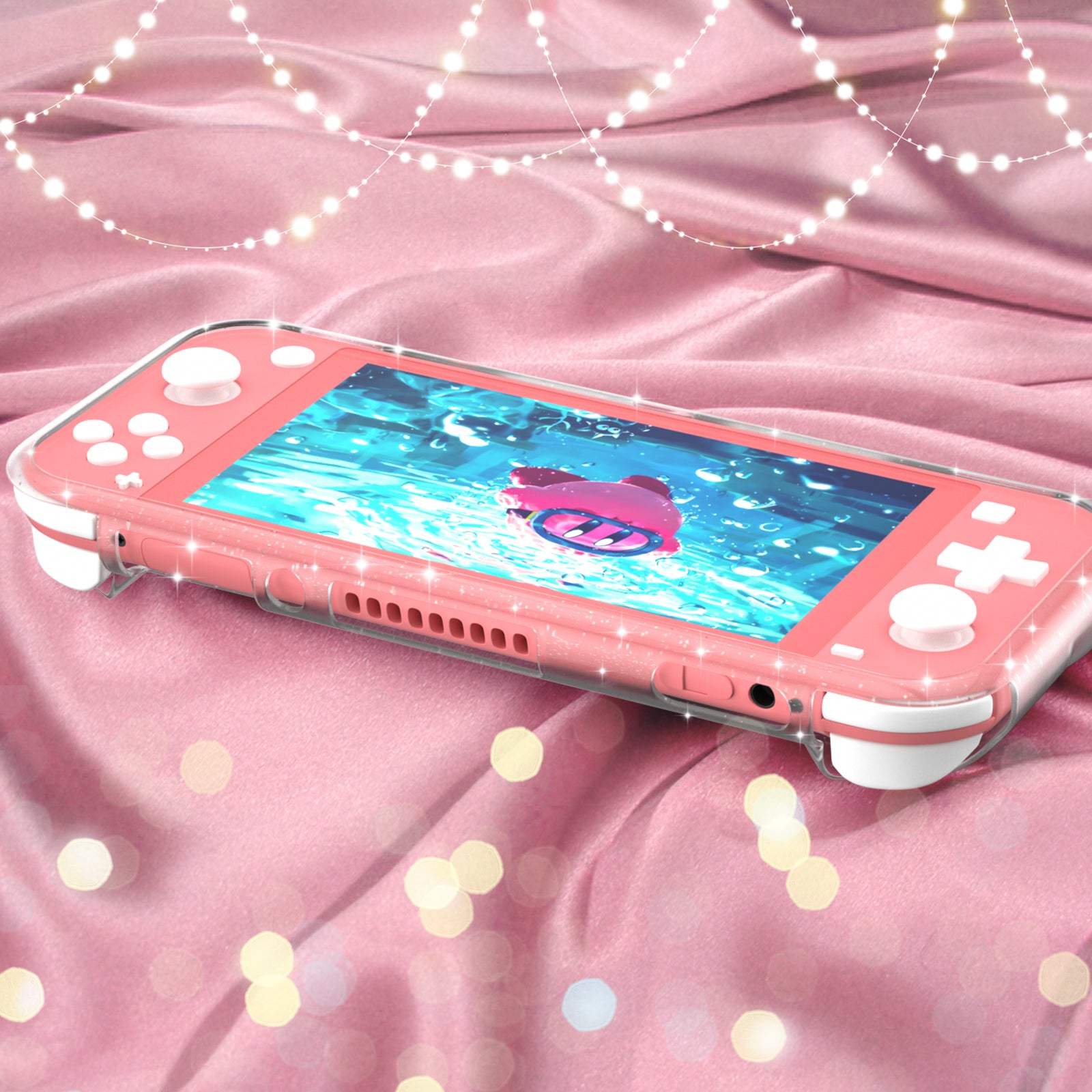 switch lite clear glitter case